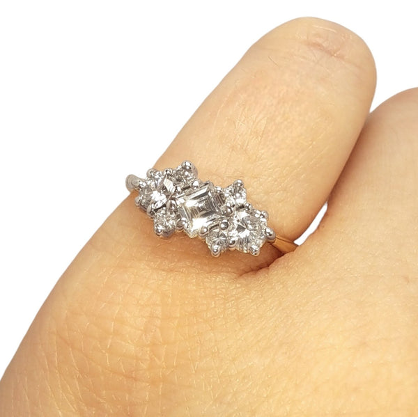 Vintage 18ct Yellow and White Gold Starburst Carré Diamond Ring