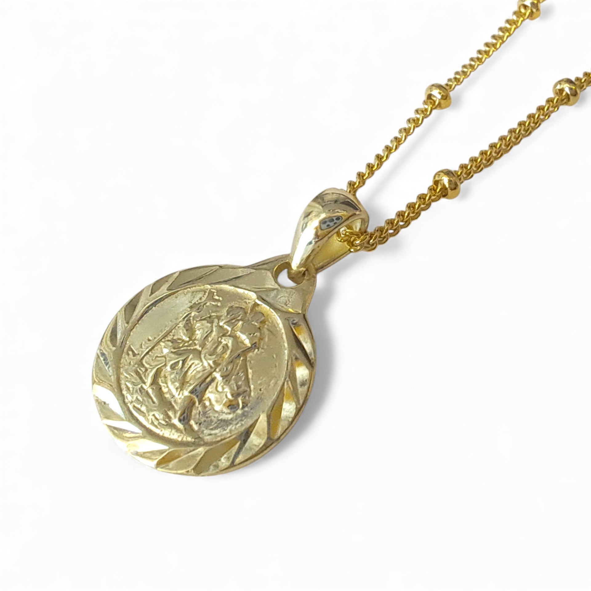 Mini Diamond-Cut St Christopher Pendant Necklace