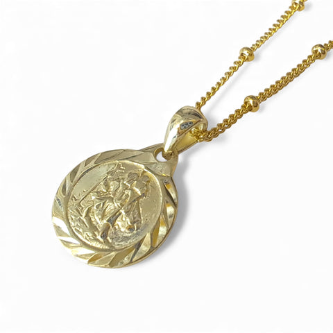 Mini Diamond-Cut St Christopher Pendant Necklace