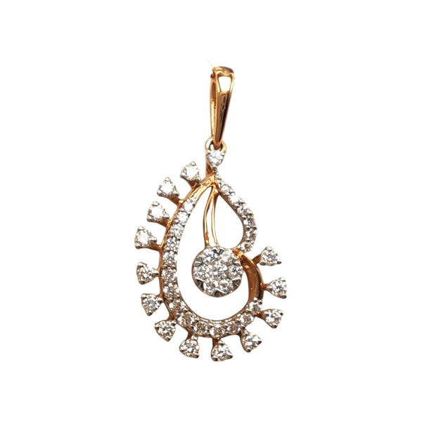 Vintage 18ct Rose Gold 0.36ct Diamond Paisley Pendant
