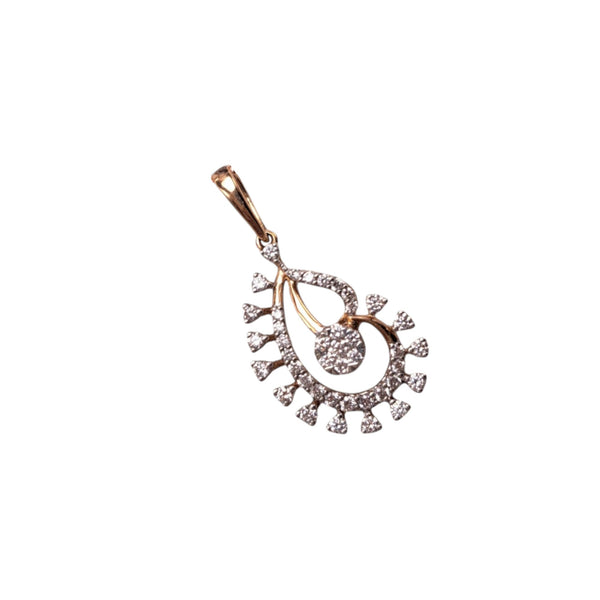 Vintage 18ct Rose Gold 0.36ct Diamond Paisley Pendant