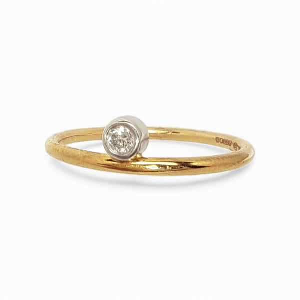 WILDE 0.13ct Diamond 9ct Gold Off-Set Stacking Ring