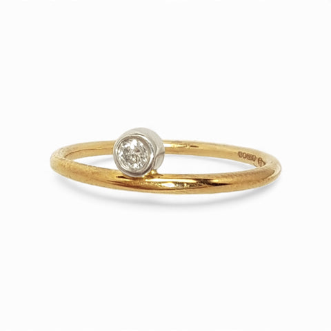 WILDE 0.13ct Diamond 9ct Gold Off-Set Stacking Ring