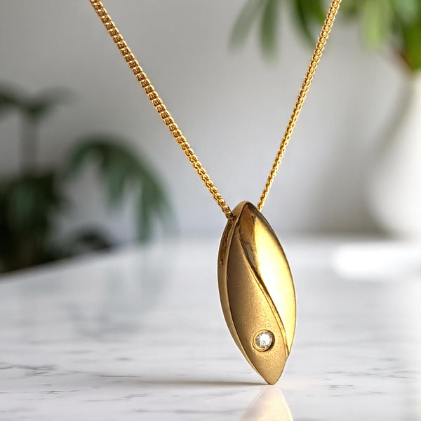 Vintage 9ct Gold and Diamond 'Coffee Bean' Necklace