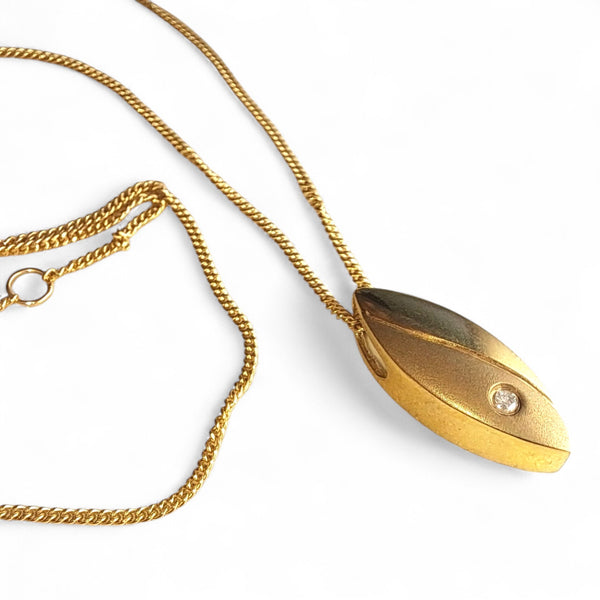 Vintage 9ct Gold and Diamond 'Coffee Bean' Necklace