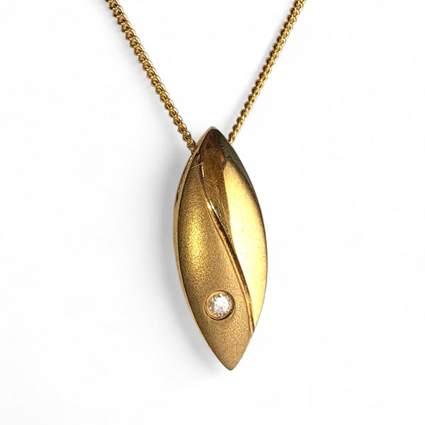 Vintage 9ct Gold and Diamond 'Coffee Bean' Necklace
