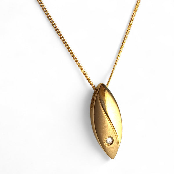 Vintage 9ct Gold and Diamond 'Coffee Bean' Necklace