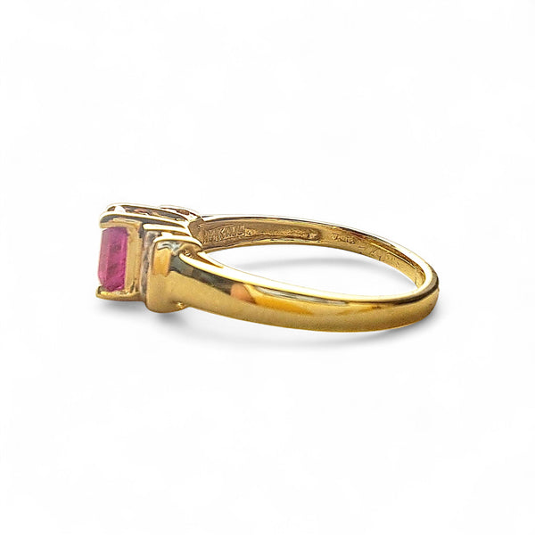 Vintage 14ct  Gold Swiss Ruby & Diamond Tiered Ring