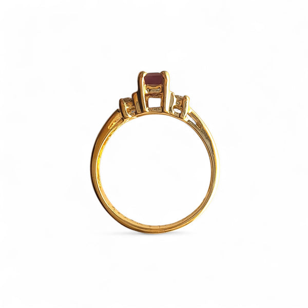 Vintage 14ct  Gold Swiss Ruby & Diamond Tiered Ring