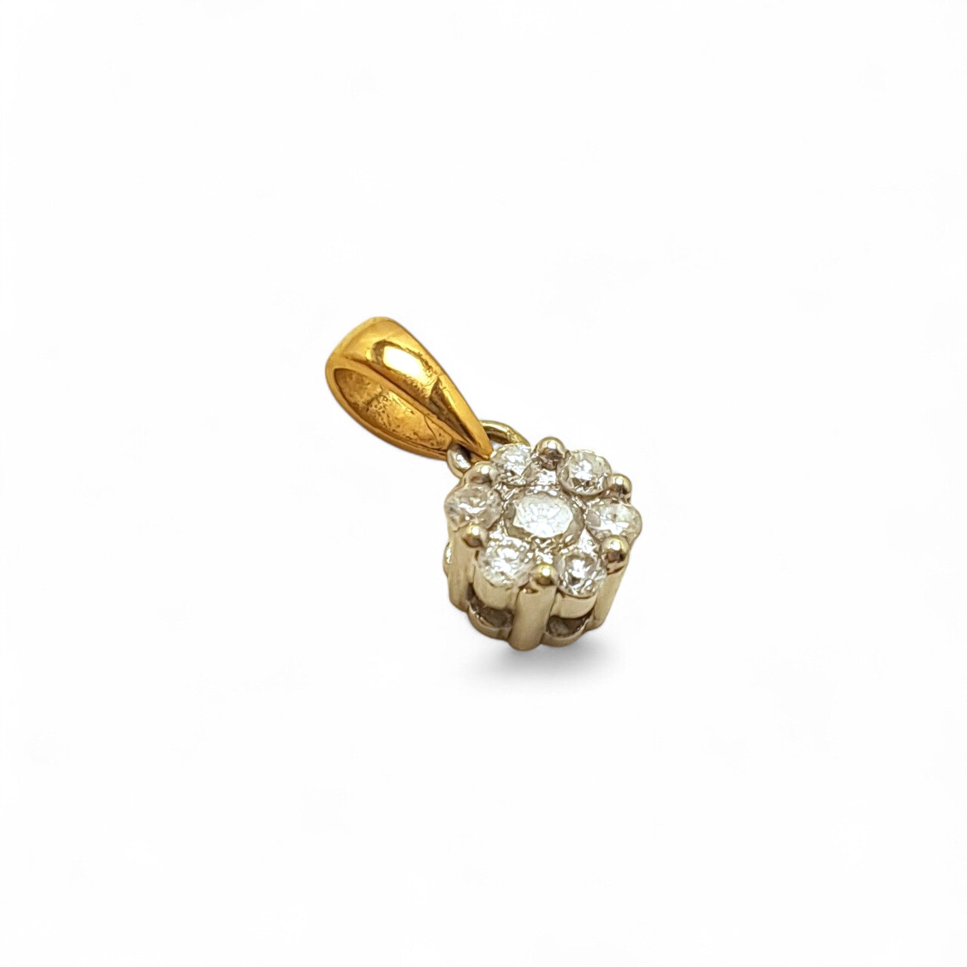 Vintage "Starlight Bloom" Platinum & 9ct Gold 0.25ct Diamond Flower Pendant