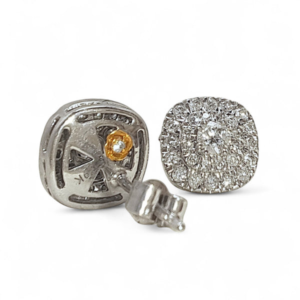 Vintage “Celestia’s Secret” 9ct White Gold & 0.50ct Diamond Halo Stud Earrings