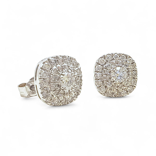 Vintage “Celestia’s Secret” 9ct White Gold & 0.50ct Diamond Halo Stud Earrings