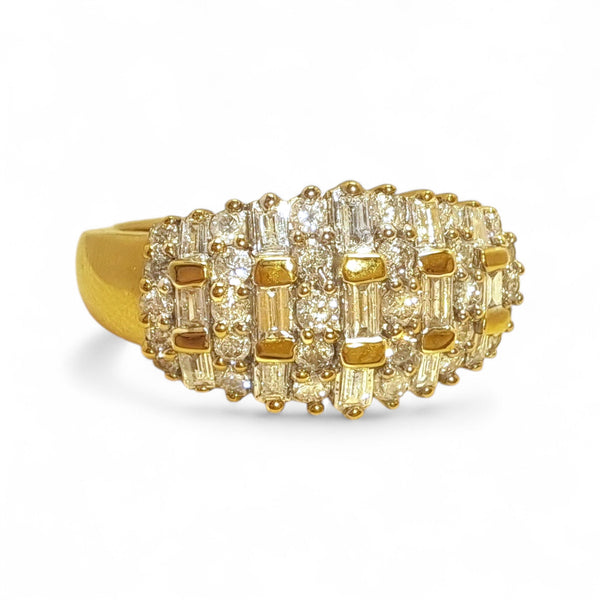 Vintage 'Golden Cascade' 18ct Gold Baguette and Round Diamond Ring