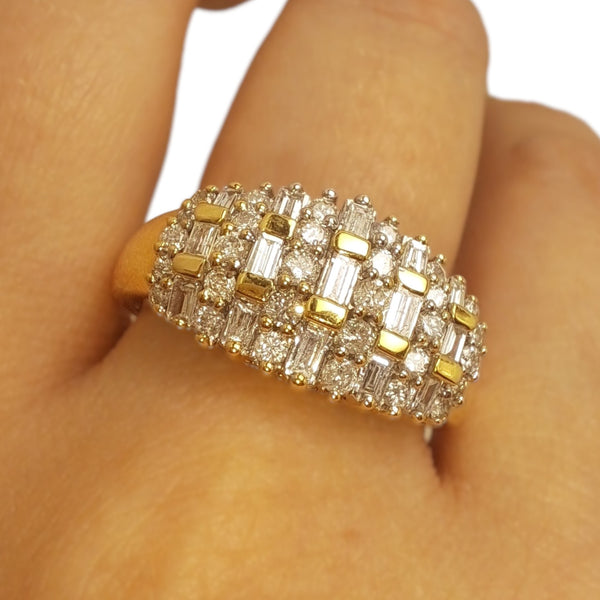 Vintage 'Golden Cascade' 18ct Gold Baguette and Round Diamond Ring