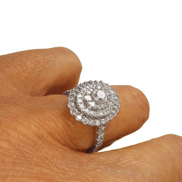 Vintage 'Celestia Oval' 18ct White Gold 1.25ct Diamond Oval Cluster Ring