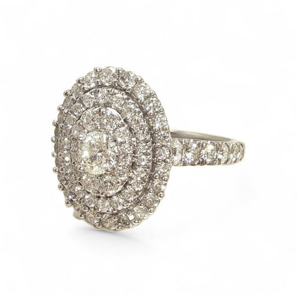 Vintage 'Celestia Oval' 18ct White Gold 1.25ct Diamond Oval Cluster Ring