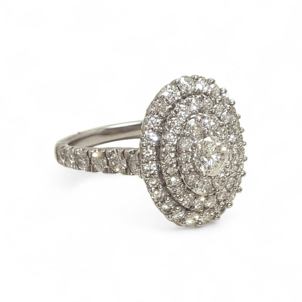 Vintage 'Celestia Oval' 18ct White Gold 1.25ct Diamond Oval Cluster Ring