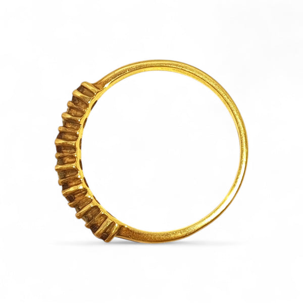 Vintage 'Rose Ember' 9ct Yellow Gold Ruby and Diamond Half-Eternity Ring