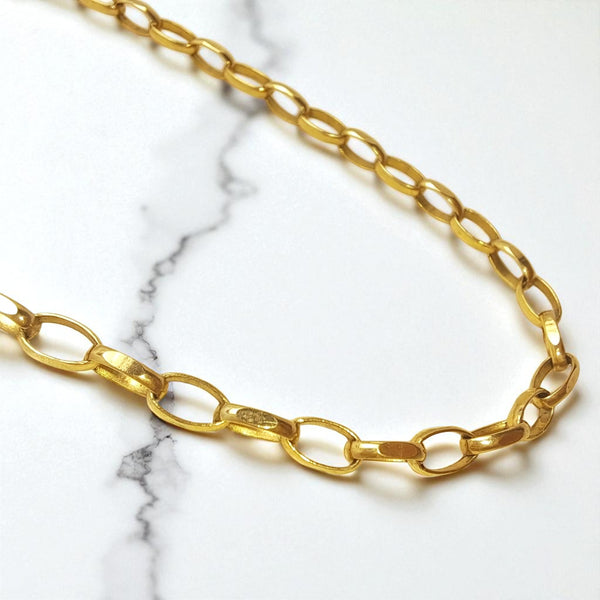 Vintage 18" 9ct Yellow Gold Oval Belcher Chain