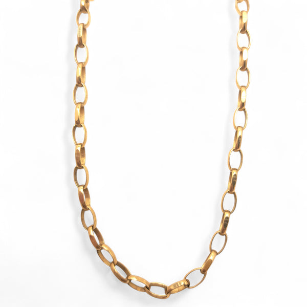 Vintage 18" 9ct Yellow Gold Oval Belcher Chain