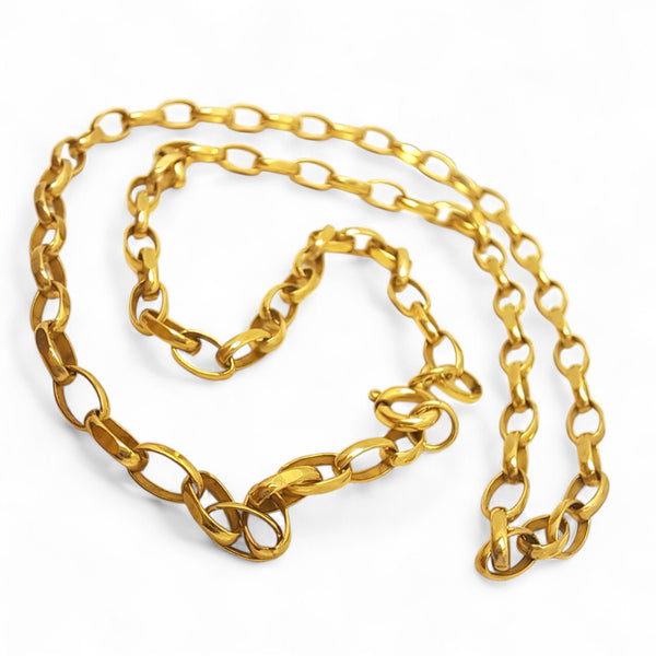 Vintage 18" 9ct Yellow Gold Oval Belcher Chain