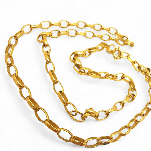 Vintage 18" 9ct Yellow Gold Oval Belcher Chain