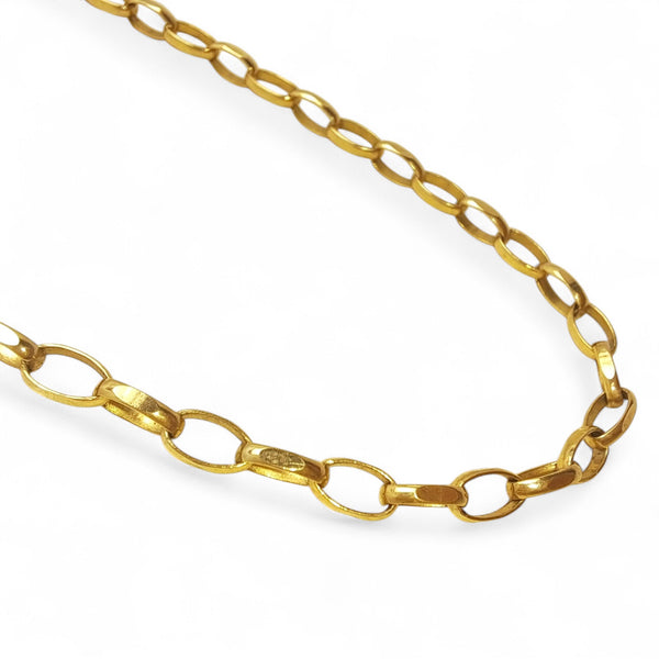 Vintage 18" 9ct Yellow Gold Oval Belcher Chain