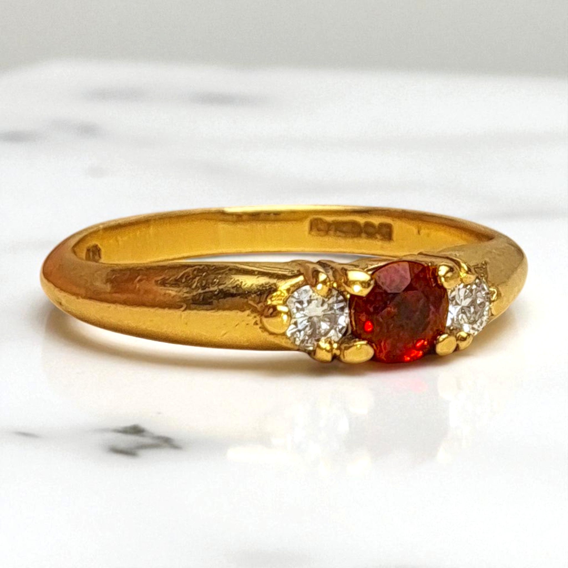 Vintage 'Eternal Flame' 18ct Gold Ruby and Diamond Trilogy Ring