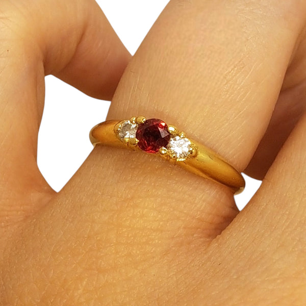 Vintage 'Eternal Flame' 18ct Gold Ruby and Diamond Trilogy Ring