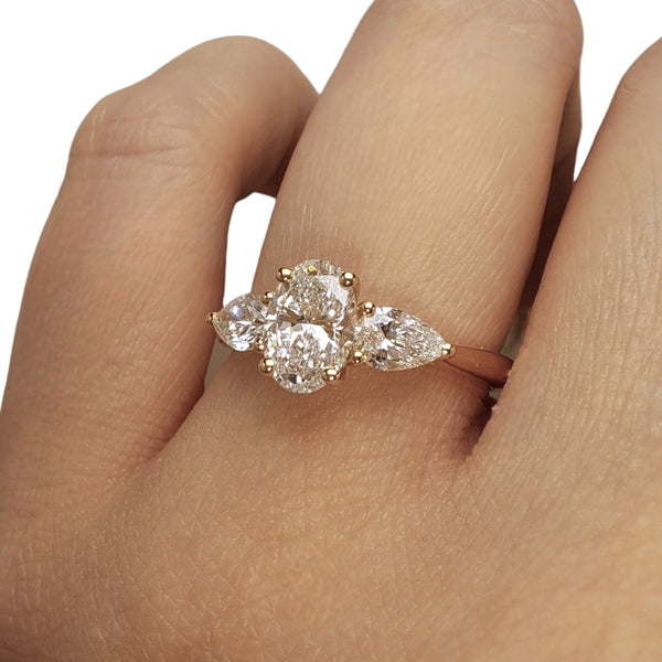 'Aurelia' - 18ct Yellow Gold 0.75ct Oval Diamond Engagement Ring with 0.40ct Pear Diamond Shoulders
