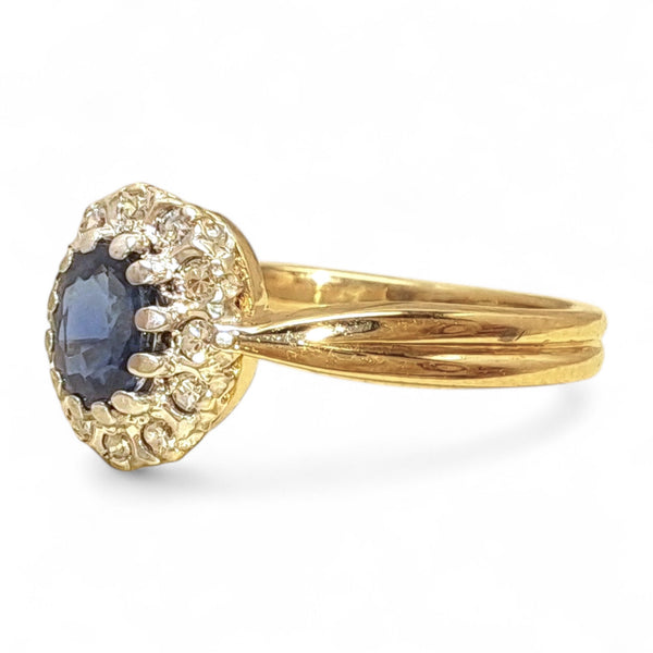 Vintage 'Midnight Crown' 9ct Yellow & White Gold Sapphire and Diamond Halo Ring