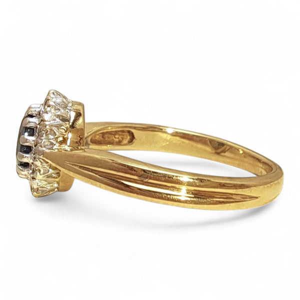 Vintage 'Midnight Crown' 9ct Yellow & White Gold Sapphire and Diamond Halo Ring