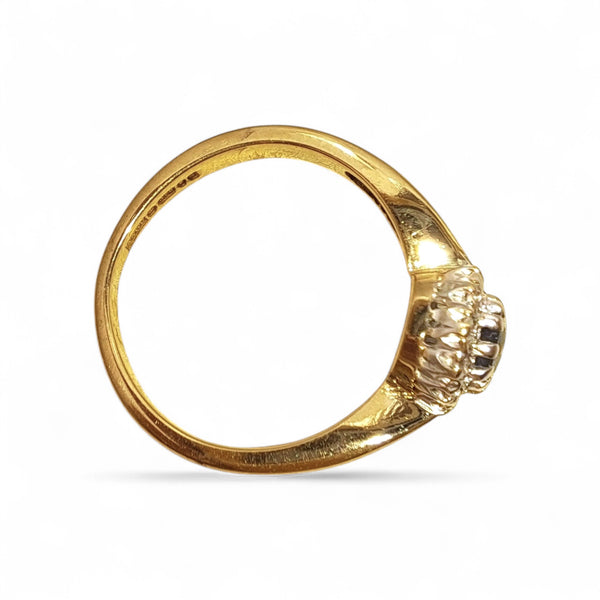 Vintage 'Midnight Crown' 9ct Yellow & White Gold Sapphire and Diamond Halo Ring