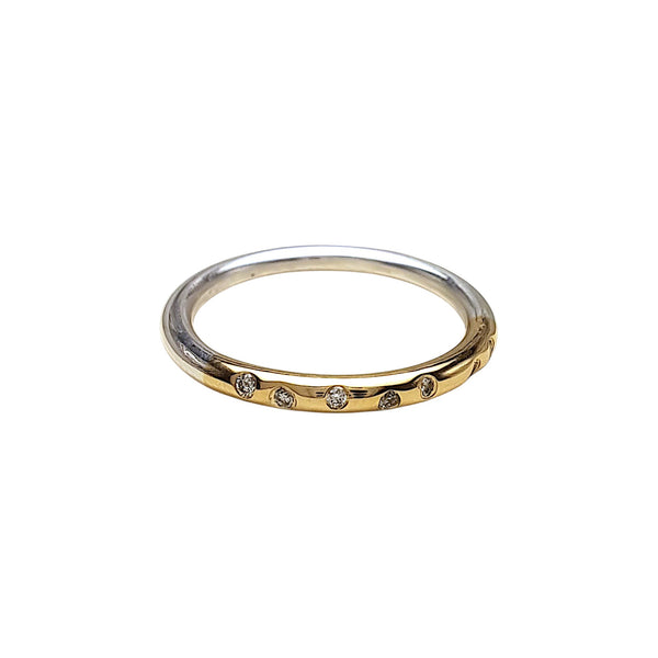 WILDE Silver and 9ct Gold 7 Diamond Sprinkle Ring
