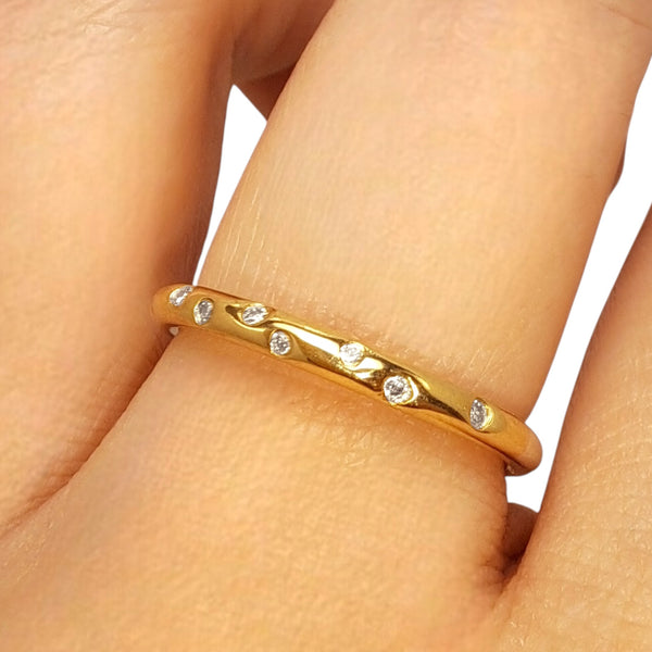WILDE Silver and 9ct Gold 7 Diamond Sprinkle Ring