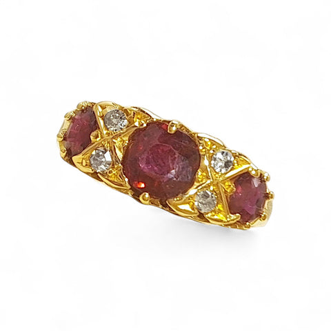 Vintage 'Ruby Reverie' 18ct Gold Ruby and Diamond Ring