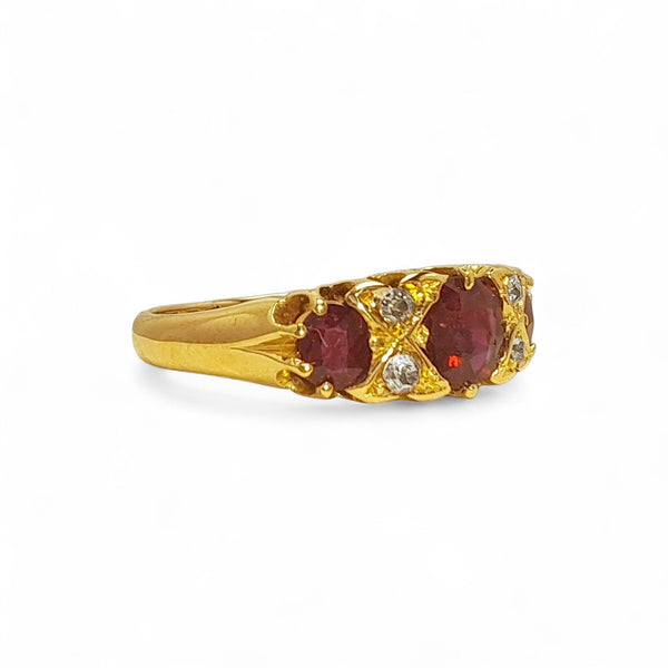 Vintage 'Ruby Reverie' 18ct Gold Ruby and Diamond Ring