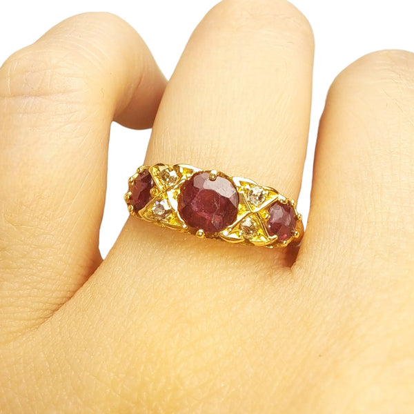 Vintage 'Ruby Reverie' 18ct Gold Ruby and Diamond Ring