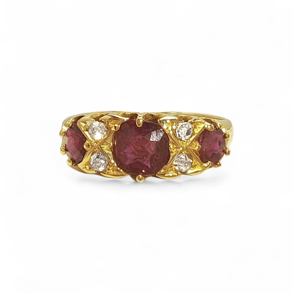 Vintage 'Ruby Reverie' 18ct Gold Ruby and Diamond Ring