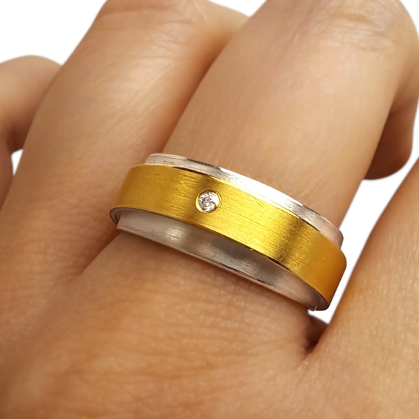 'Soaring Nebula' Silver & 22ct Gold Diamond Ring