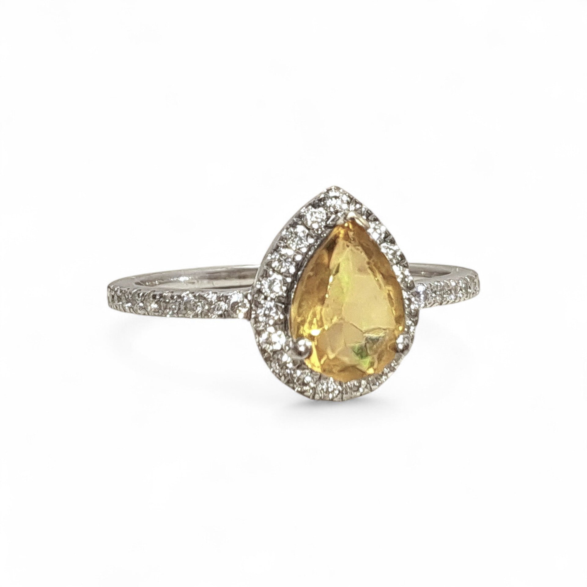 Vintage 'Morning Marmalade' 14ct White Gold Citrine and Diamond Ring