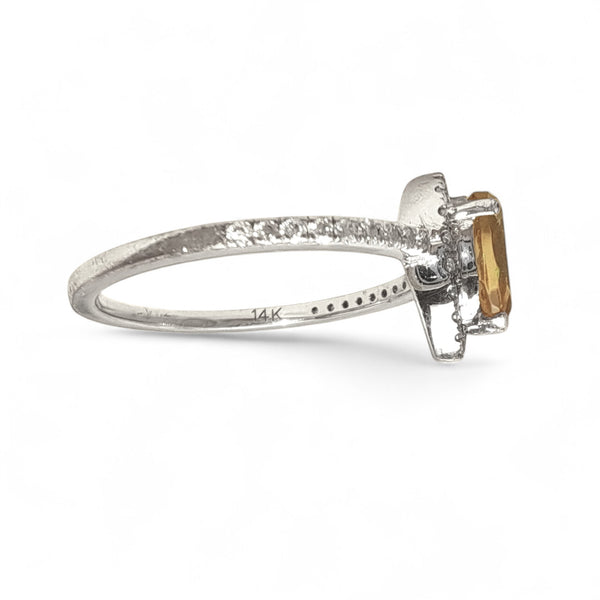 Vintage 'Morning Marmalade' 14ct White Gold Citrine and Diamond Ring