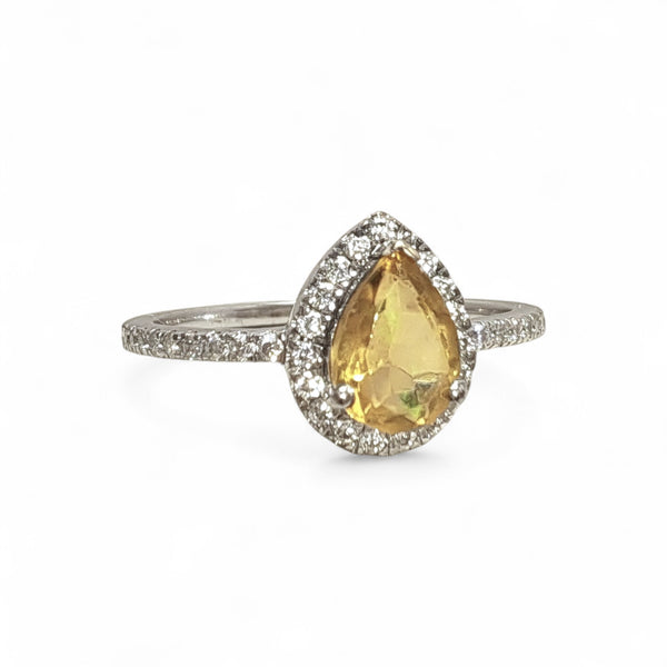 Vintage 'Morning Marmalade' 14ct White Gold Citrine and Diamond Ring