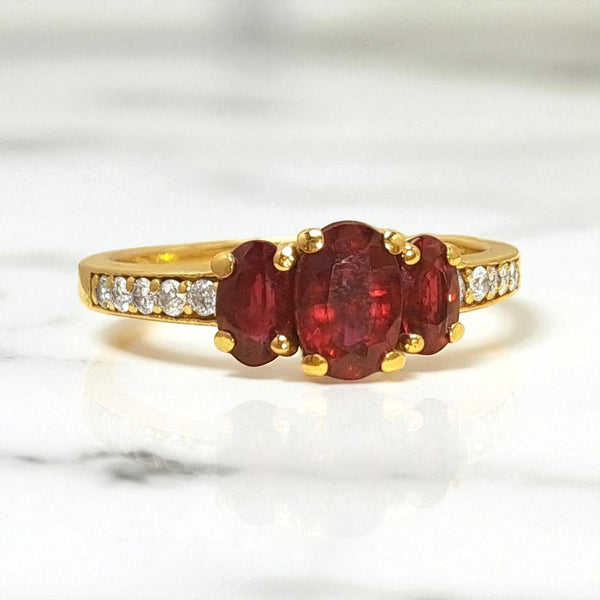 Vintage 'Scarlet Symphony' 14ct Gold Ruby and Diamond Ring