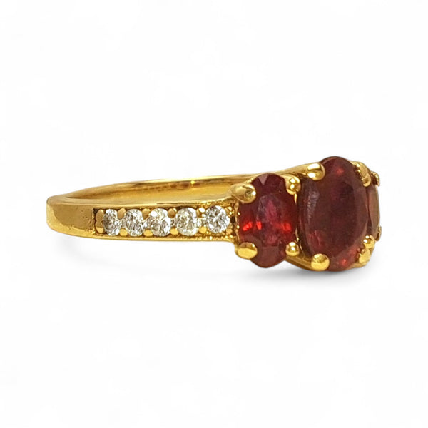 Vintage 'Scarlet Symphony' 14ct Gold Ruby and Diamond Ring