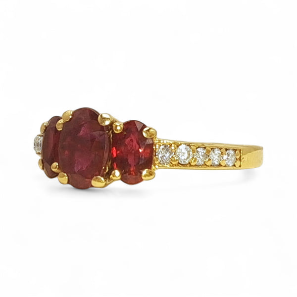 Vintage 'Scarlet Symphony' 14ct Gold Ruby and Diamond Ring