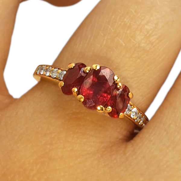 Vintage 'Scarlet Symphony' 14ct Gold Ruby and Diamond Ring