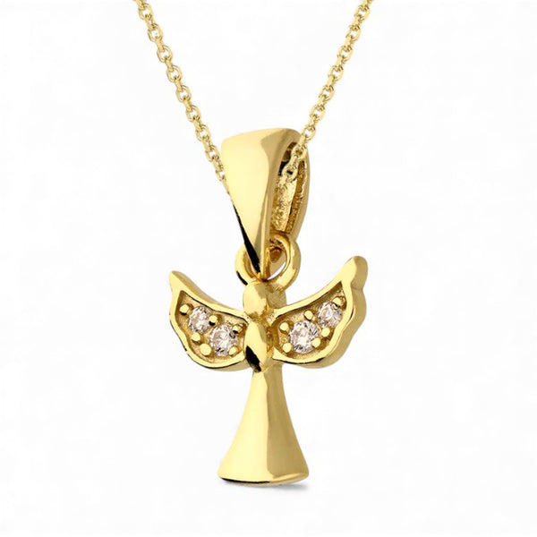 Dainty Angel Diamanté Pendant 18" Necklace