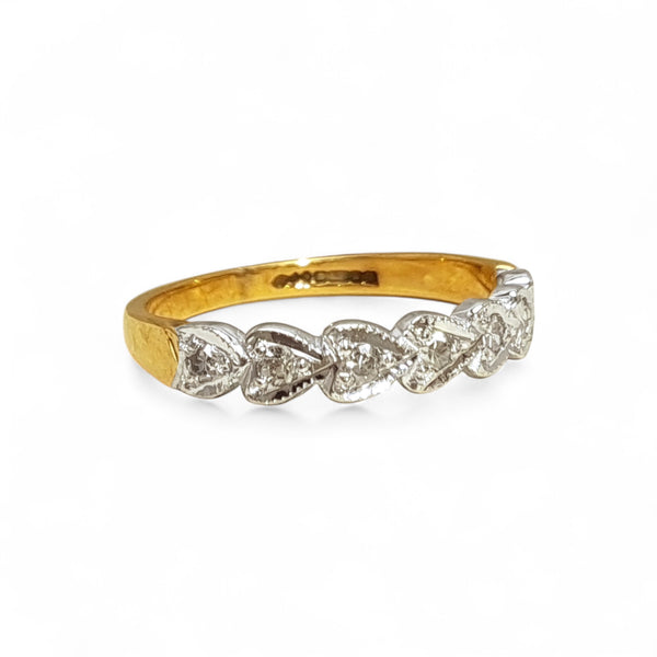 Vintage 'Hearts Aglow'  9ct Yellow and White Gold 7 Diamond Eternity Ring