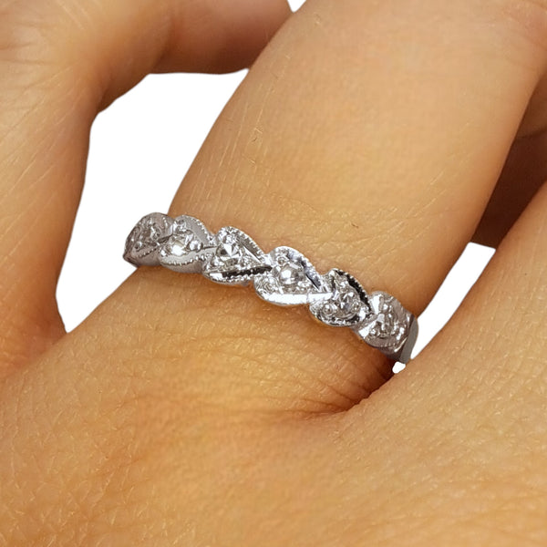 Vintage 'Hearts Aglow'  9ct Yellow and White Gold 7 Diamond Eternity Ring
